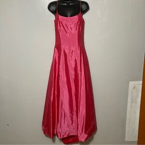 Vintage 90s Pink Strappy Ball Gown with Ruched Train